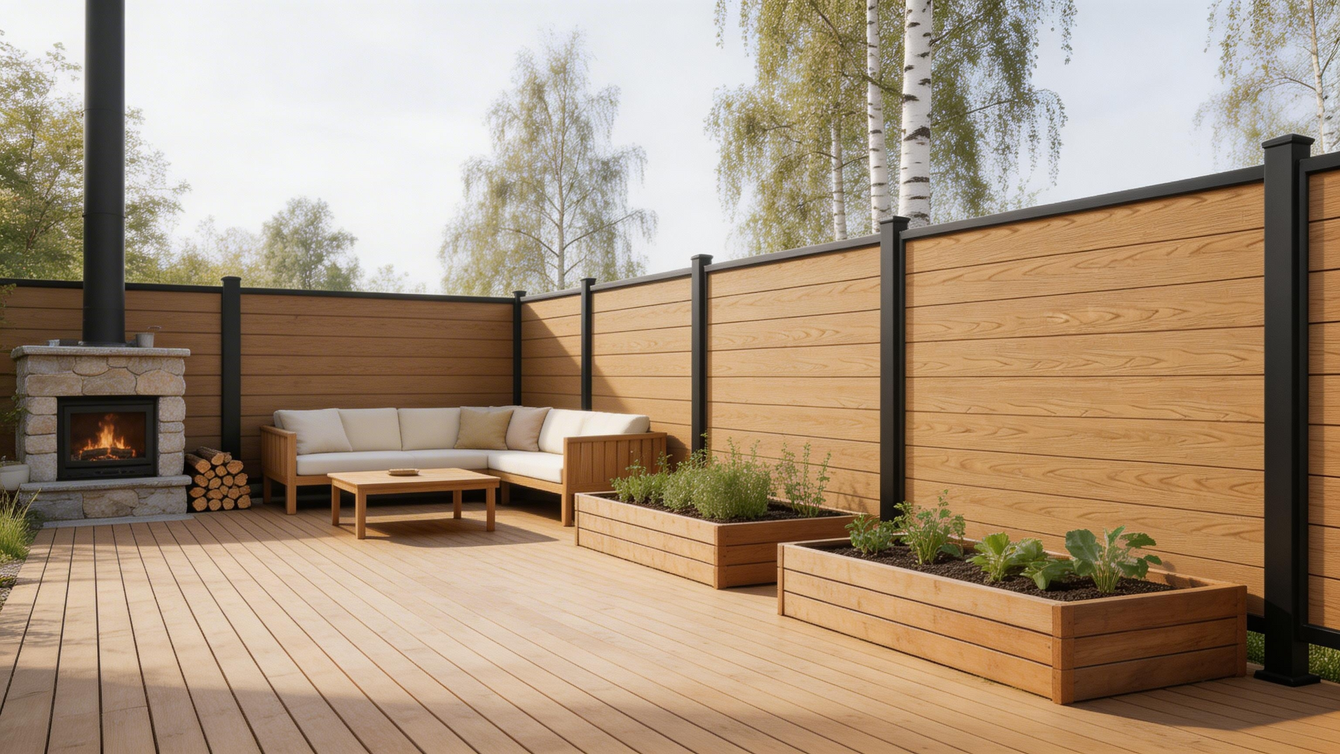 WPC FENCE PANEL WOOD TEXTURE TEAK 1800MMX162MM product preview