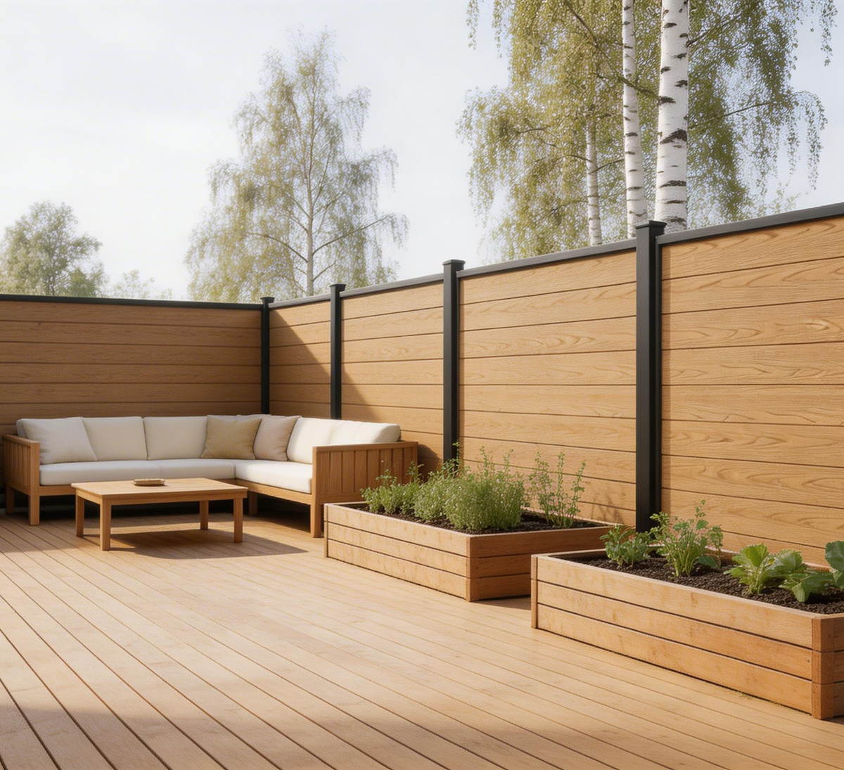 WPC FENCE PANEL WOOD TEXTURE TEAK 1800MMX162MM product photo