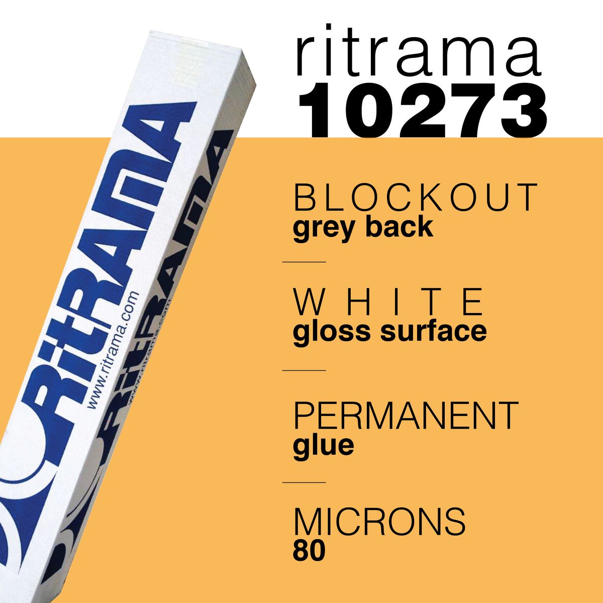 RI-143 WHITE GLOSS WITH GREY PERMANENT ADHESIVE product photo